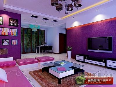 紫色的电视背景墙搭配什么颜色电视柜和家具比